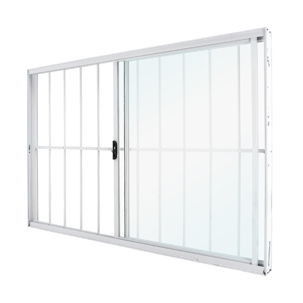 Janela de Alumínio de Correr 2 Folhas 100x150cm com Grade e Vidro 3mm Classic CRV Branca