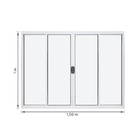 Janela de Alumínio de Correr 4 Folhas 100x150cm com Vidro 3mm Home 3A Alumínio Branca