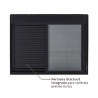 Janela de Alumínio de Correr 2 Folhas 120x120cm com Persiana Blackout Vivace Artens Preta