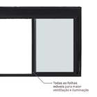 Janela de Alumínio de Correr 2 Folhas 120x150cm com Persiana Blackout e Vidro 3mm Vivace Artens Preta