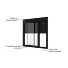 Janela de Alumínio de Correr 2 Folhas 120x150cm com Persiana Blackout e Vidro 3mm Black Nobre CRV Preta