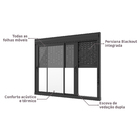 Janela de Alumínio de Correr 2 Folhas 120x150cm com Persiana Blackout e Vidro 3mm Black Nobre CRV Preta