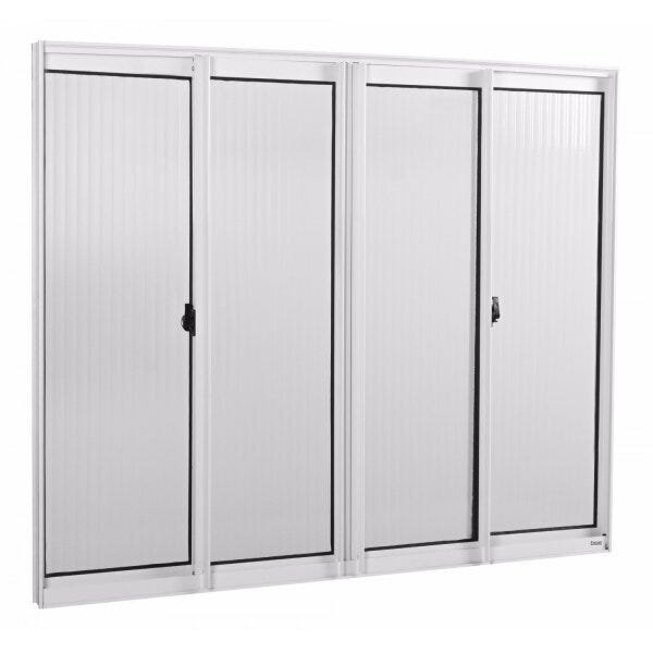 Janela De Correr Alumínio 4 Folhas 2 Fixas Vidro Canelado Int