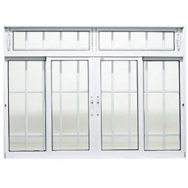 Janela De Correr Alumínio Branco 100x150 4 Folhas Com Bandeir