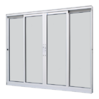 Janela De Correr Alumínio Branco 100x150 4 Folhas Sem Grade J