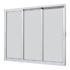 Janela De Correr Alumínio Branco 100x200 3 Folhas Móveis Sem