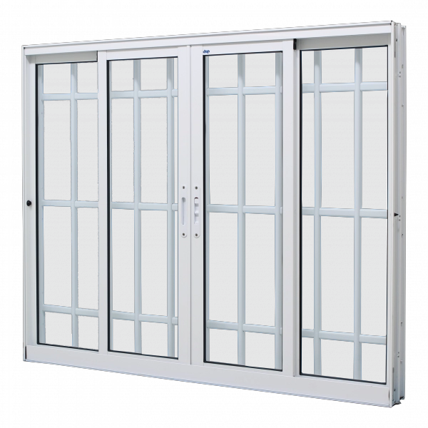 Janela De Correr Alumínio Branco 120x150 4 Folhas Com Grade J