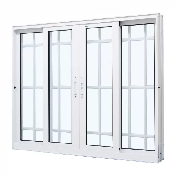 Janela De Correr Alumínio Branco 120x200x12,2cm 4 Folhas Com