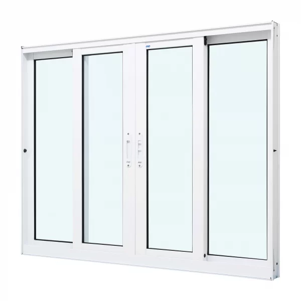 Janela De Correr Alumínio Branco 60x240x8cm 4 Folhas Sem Grad