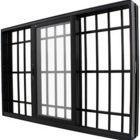Janela De Correr Alumínio Preto 100x150 3 Folhas Móveis Com G