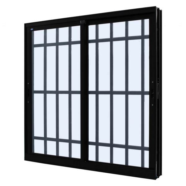 Janela De Correr Alumínio Preto 100x200 2 Folhas Móveis Com G