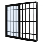 Janela De Correr Alumínio Preto 100x200 2 Folhas Móveis Com G