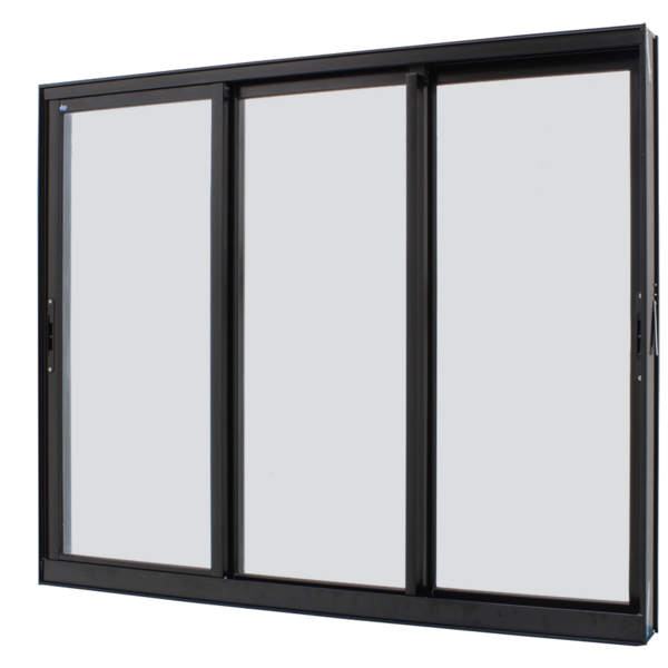 Janela De Correr Alumínio Preto 100x200 3 Folhas Móveis Sem G