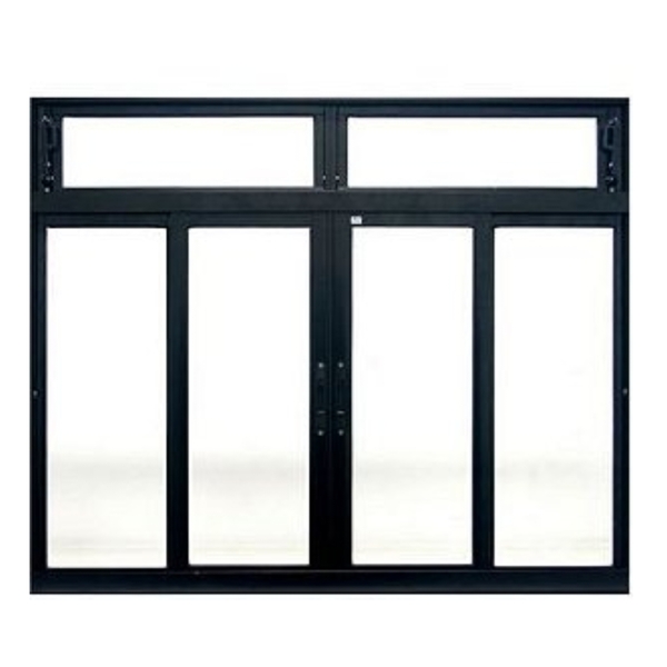 Janela De Correr Alumínio Preto 120x150 4 Folhas Com Bandeira