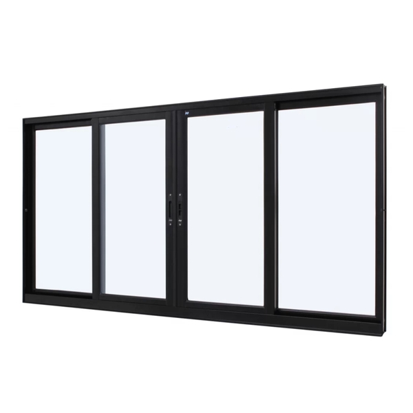 Janela De Correr Alumínio Preto 120x240x8cm 4 Folhas Sem Grad