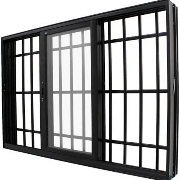 Janela De Correr Alumínio Preto 60x120 3 Folhas Móveis Com Gr