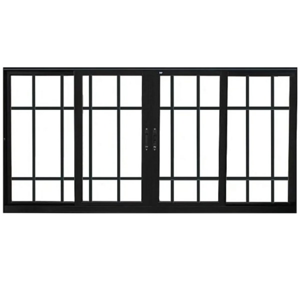 Janela De Correr Alumínio Preto 60x200x12,2cm 4 Folhas Com Gr