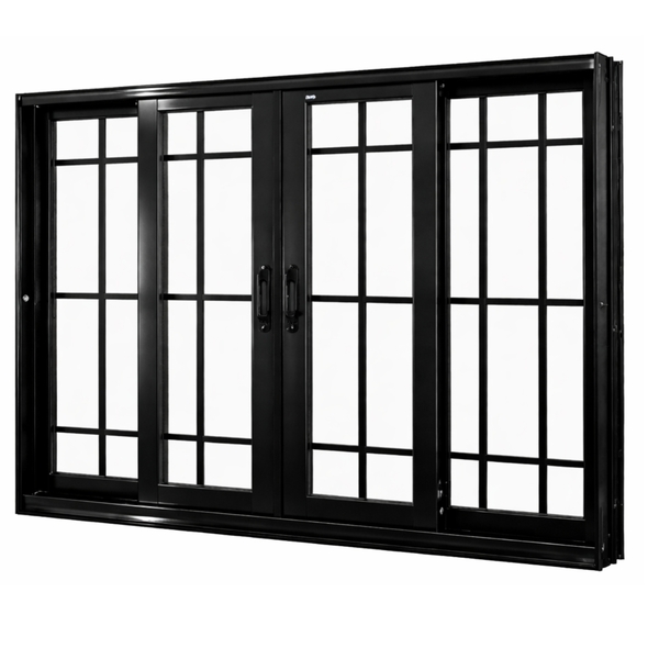 Janela De Correr Alumínio Preto 60x240x12,2cm 4 Folhas Com Gr