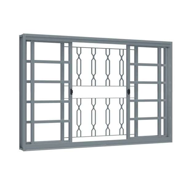 Janela De Correr De Aço 100 X 100 X 12 Cm 4 Folhas Grade Mosa