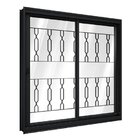 Janela De Correr De Aço 100 X 100 X 12 Cm Preto 2 Folhas Esqu