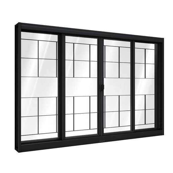 Janela De Correr De Aço 100 X 120 X 12 Cm Preto 4 Folhas Grad