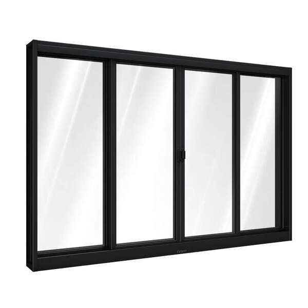Janela De Correr De Aço 100 X 150 X 7 Cm Preto 4 Folhas Riobr