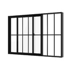 Janela de Correr 2 Folhas Alumínio Pintado Preto Linha Slim com Grade Vertical e Vidro Liso Incolor 1,00x1,50m Líder