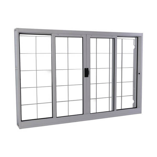 Janela De Correr Em Aço 100 X 100 X 12 Cm 4 Folhas Grade Quad