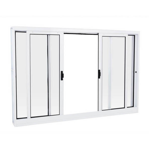 Janela De Correr Em Aço 100 X 120 X 12 Cm 4 Folhas Branco Prá