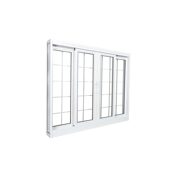 Janela De Correr Em Aço Branco 100x150x12 Cm 4 Folhas Grade Q