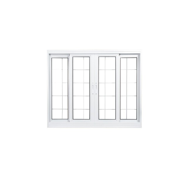 Janela De Correr Em Aço Branco 100x200x12 Cm 4 Folhas Grade Q