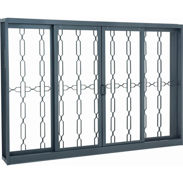 Janela De Correr Em Aço Grade Elo 100x120 Cm 4 Folhas Cinza B