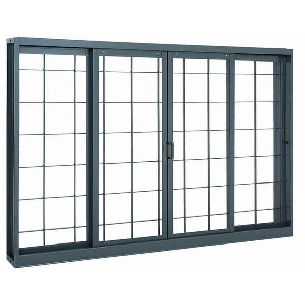 Janela De Correr Em Aço Grade Quadriculada 120x200 Cm 4 Folha