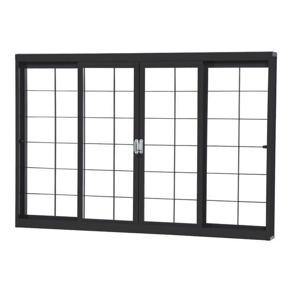 Janela De Correr Em Aço Primer 100x150x14 Cm 4 Folhas Grade Q