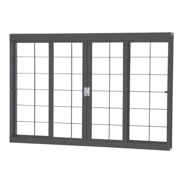 Janela De Correr Em Aço Primer 120x150x12 Cm 4 Folhas Grade Q