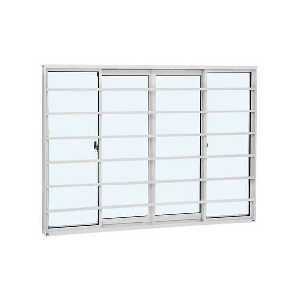 Janela De Correr Grade Horizontal Em Alumínio 100 X 150 X 6,5