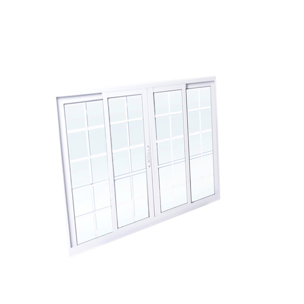 Janela de Correr 4 Folhas Alumínio Pintado Branco Linha Palace com Grade e Vidro Comum Incolor 1,00x2,00m Líder
