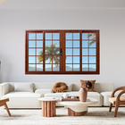 Janela de Correr 4 Folhas Alumínio Pintado Amadeirado Linha Palace com Grade e Vidro Comum Incolor 1,00x2,00m Líder