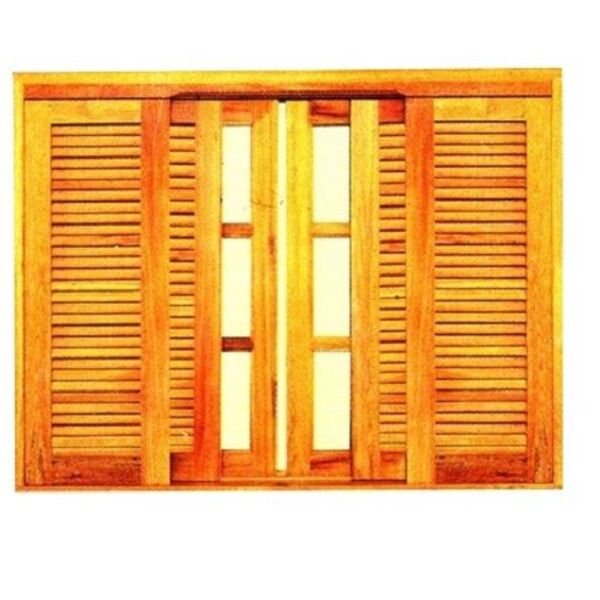 Janela De Correr Tripla Reta - Madeira Maciça - Angelim Medid
