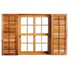 Janela De Madeira Guilhotina 120x120cm 4 Folhas Rodam  Imbuia