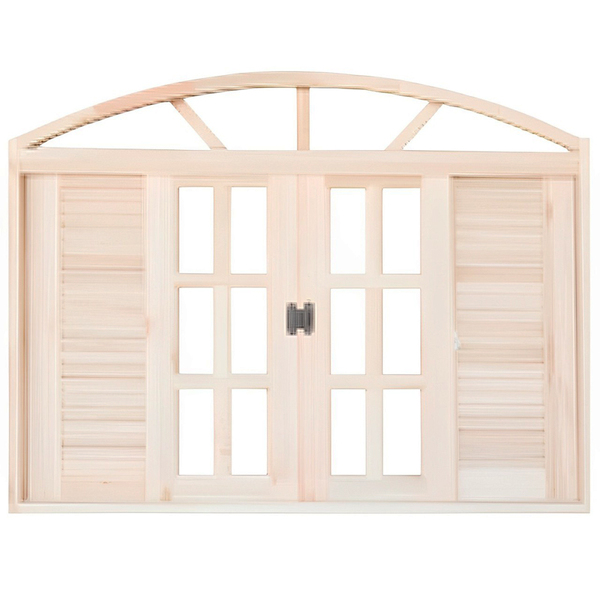 Janela De Madeira Veneziana De Correr Arco Eucalipto Batentes