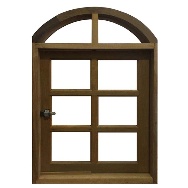 Janela De Madeira Vitro Capelinha Pivotante Em Arco De Itaúba