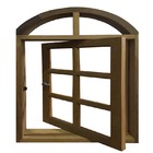 Janela De Madeira Vitro Capelinha Pivotante Em Arco De Itaúba