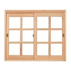 Janela De Madeira Vitro Correr Quadriculado 2 Folhas Móveis R