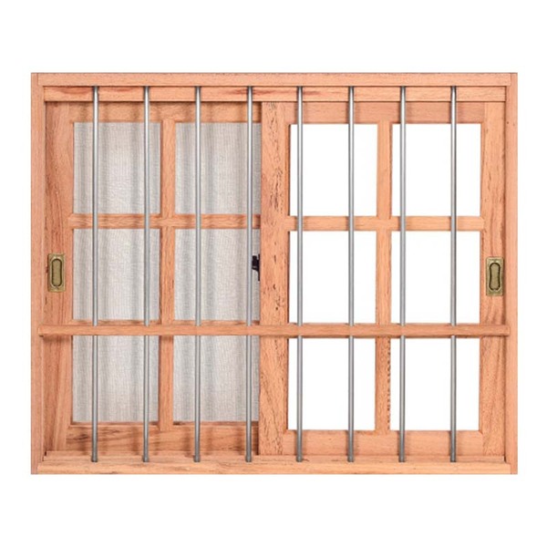 Janela De Madeira Vitro Correr Quadriculado Grade E Tela 2 Fo