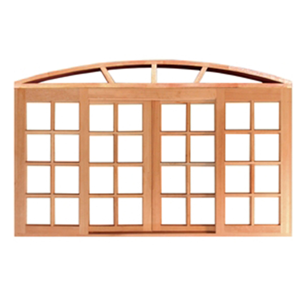 Janela De Madeira Vitro De Correr Quadriculado Em Arco De Ced