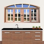 Janela De Madeira Vitro De Correr Quadriculado Em Arco Padrão