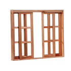 Janela De Madeira Vitro De Correr Quadriculado Padrão Cedro -
