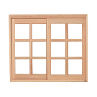 Janela De Madeira Vitro De Correr Quadriculado Reto 2 Folhas