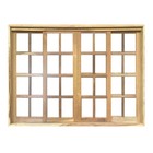 Janela De Madeira Vitro De Correr Quadriculado Reto De Itaúba
